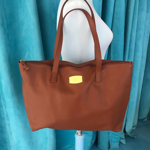 Joy Mangano Bags Joy Mangano Leather Tote Bag Saddle Color Poshmark